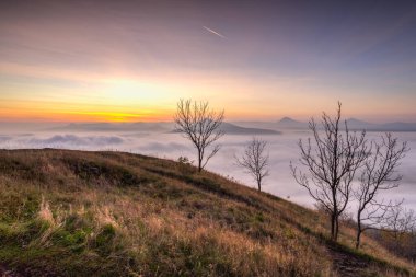 Radobyl Hill 'den Merkez Bohem Tepesi' nin panoramik görüntüsü