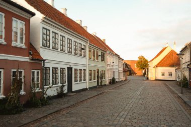 Binalar ve ağaçlarla dolu bir sokak.