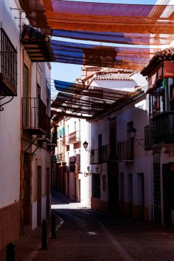 Street with awnings in Villanueva de los Infantes clipart