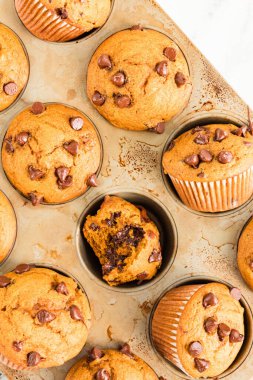 Isırılmış kek, zengin çikolata parçacıklı dolgu.