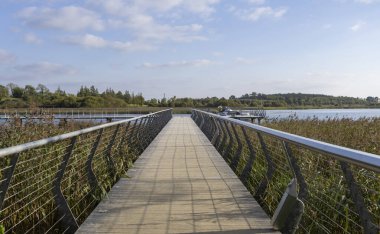 İrlanda 'da Carrick-on-Shannon' daki yaya köprüsü