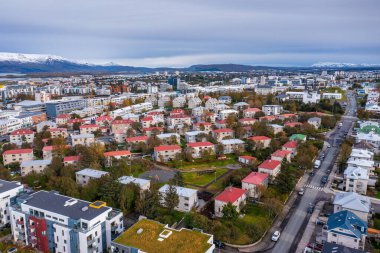 Yazın Reykjavik, İzlanda 'da evler