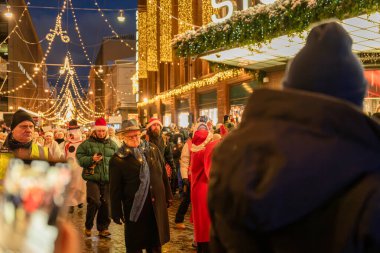 mayor of Helsinki at Christmas ceremony on Aleksanterinkatu Street clipart