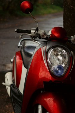 Yağmurda kırmızı scooter, Bali