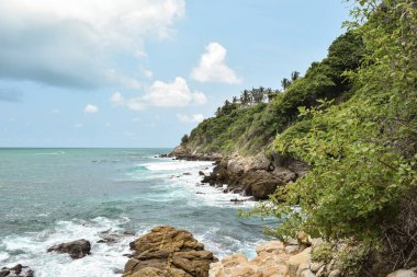 Meksika, Oaxaca 'daki tropik Idyllic Meksika plajı. Puerto escondido