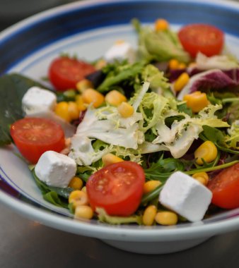 Fresh salad with Greek cheese and cherry tomatoes clipart