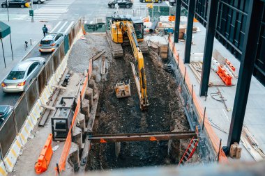 Manhattan 'ın göbeğinde High Line Park yakınlarında inşaat faaliyetleri