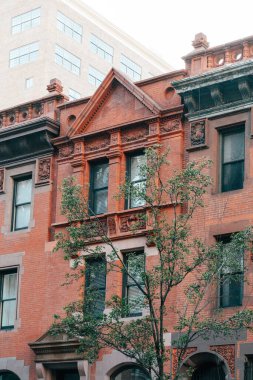 Yukarı Doğu Yakası Manhattan 'daki tarihi kahverengi taş mimarisi