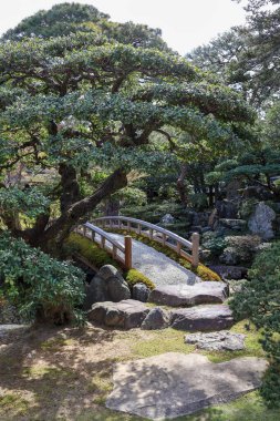 Kyoto Bahçeleri 'ndeki akarsu köprüsü