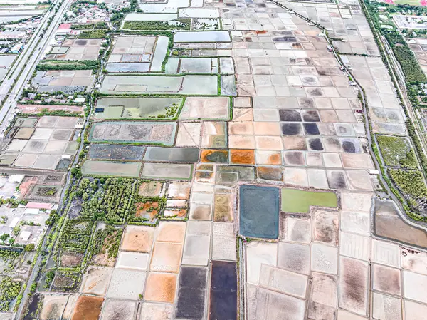 Tuz düzlükleri, hava manzarası, Phetchaburi, Tayland