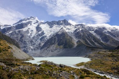 Hoover Valley Trail, Yeni Zelanda 'dan Cook Dağı manzarası