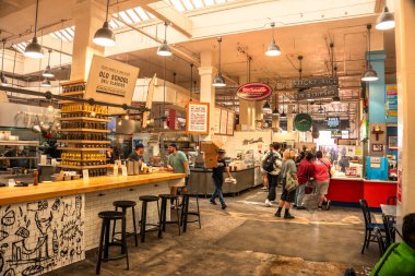 Los Angeles California 'da gıda tezgahları ve restoran pazarları