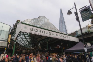 Southwark, Londra, İngiltere 'deki Borough Market' e Giriş