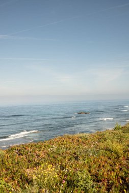 Ericeira Portekiz 'de Okyanus Manzarası ve Yeşil Tepeler