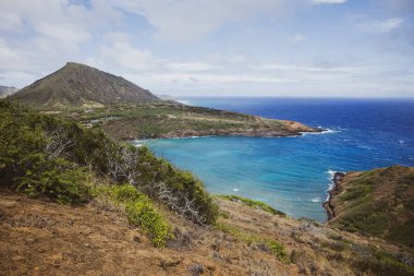 Hanauma Körfezi ve Kokohead Dağı manzarası