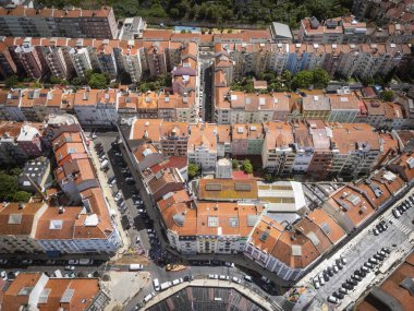 Tarihi şehir merkezindeki geleneksel binaların güzel hava manzarası