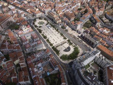 Tarihi şehir merkezindeki geleneksel binaların güzel hava manzarası