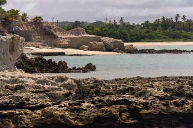 Kayalık mercan resifleriyle ıssız güzel bir sahil.