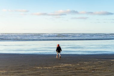 Ocak ayında PNW plajında merak ve neşe