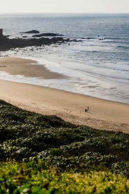 Praia plajında yürüyen turistler örnekler içinde inanıyorlar, por