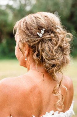 Dantelli Gelin Buketli Elbise, Punta Gorda 'da Arka Görüş, Flor