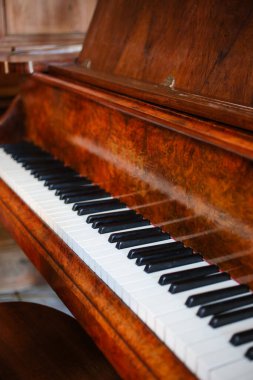 Vintage Tahta Piyano Anahtarlarının Yakın Çekimi