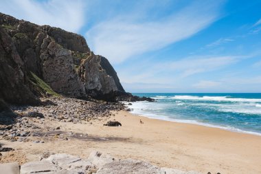 Praia Grande 'deki Atlantik Sahil Hattı, Sintra, Portekiz