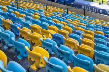 Bleechers and field of Maracan soccer stadium in Rio de Janeiro.