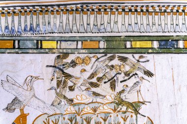 Ancient artwork on tomb walls, Valley of the Nobles