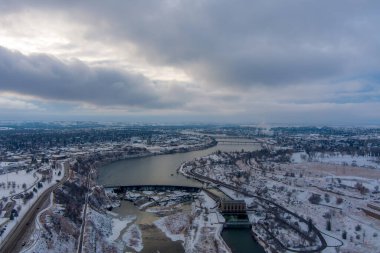 Aerial view of Great Falls in December