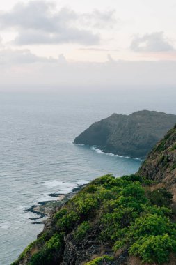 Rocky coastline above Waimanalo Beach, Hawaii
