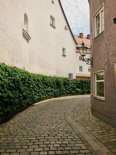 Parke taşlı ara sokaklar resimli binalar arasında zikzak çiziyor.