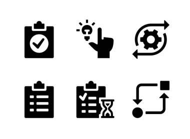 Kriz Yönetimi İlgili Basit Vektör Solid Simgeleri Kümesi. Onaylandığı Gibi Simgeleri, Çözümü, Çeşitlendirmeyi ve daha fazlasını İçerir.