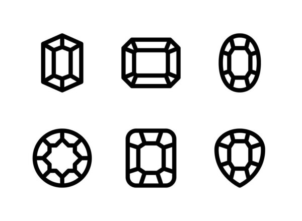 Simple Set of Gemstones Related Vector Line Icons.