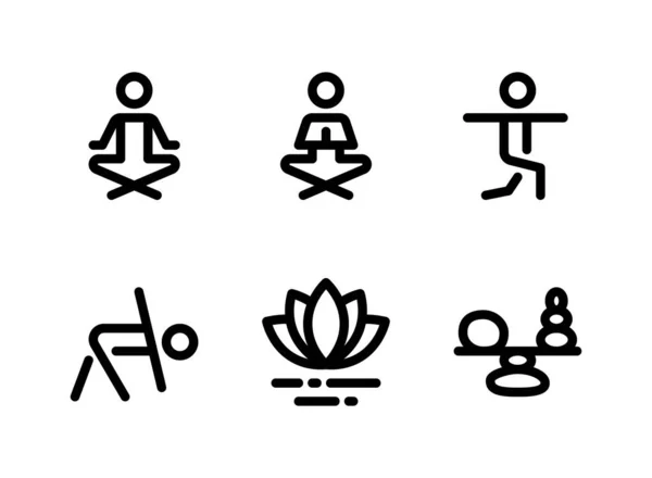 Простий Набір Релаксації Пов Язаний Vector Line Icons Ікони Медитація — стоковий вектор