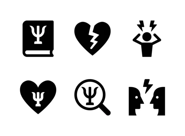 Einfaches Set Von Vektor Solid Icons Für Psychische Gesundheit Enthält — Stockvektor