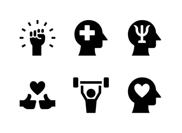 Eenvoudige Set Van Geestelijke Gezondheid Gerelateerde Vectoren Solid Iconen Bevat — Stockvector