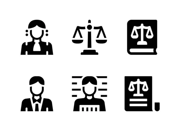 Einfache Reihe Von Gerechtigkeit Und Recht Verwandten Vektor Solide Icons — Stockvektor