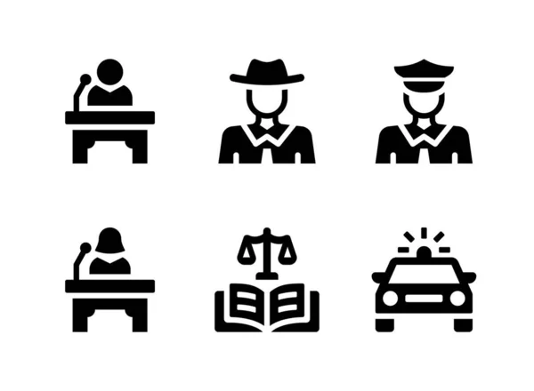 stock vector Simple Set of Justice And Law Related Vector Solid Icons. Contains Icons as Witness, Sheriff, Police and more.