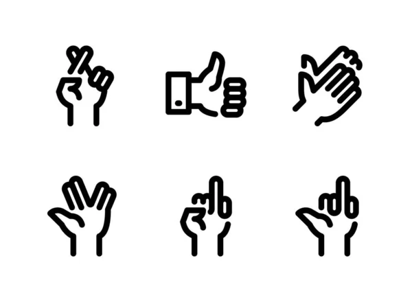 Einfache Reihe Von Handgesten Verwandte Vektorzeilensymbole Enthält Symbole Wie Gekreuzte — Stockvektor