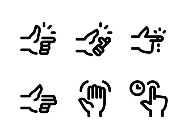 Einfache Reihe Von Handgesten Verwandte Vektorzeilensymbole Enthält Symbole Wie Fingerabdruck — Stockvektor