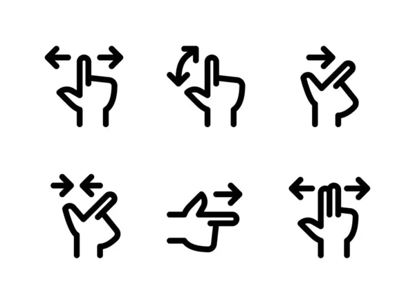 Einfache Reihe Von Handgesten Verwandte Vektorzeilensymbole Enthält Symbole Wie Fingerwischen — Stockvektor