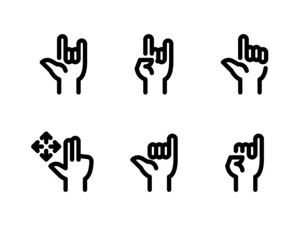 Basit Hareketleri Lgili Vektör Çizgisi Simgeleri Icons Fingers Rock Pointing — Stok Vektör