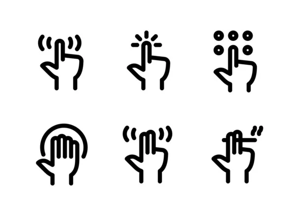 Einfache Reihe Von Handgesten Verwandte Vektorzeilensymbole Enthält Symbole Wie Fingerberühren — Stockvektor