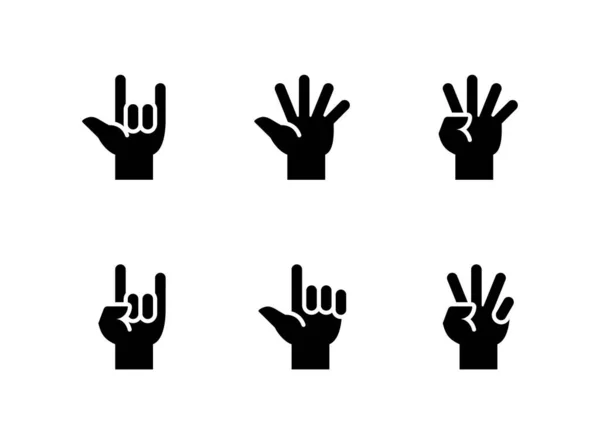 Einfache Reihe Von Handgesten Verwandte Vektor Solid Icons Enthält Symbole — Stockvektor
