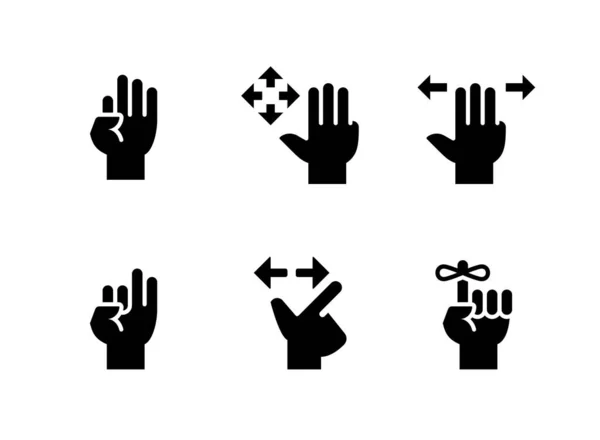 Простий Набір Ручних Гестур Пов Язаний Vector Solid Icons Містить — стоковий вектор