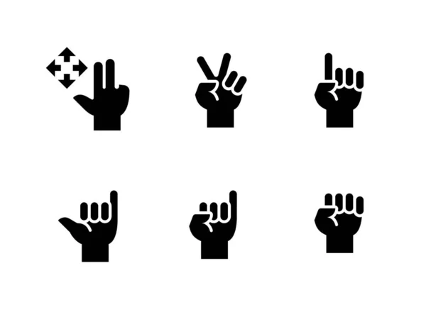 Простий Набір Ручних Гестур Пов Язаний Vector Solid Icons Містить — стоковий вектор