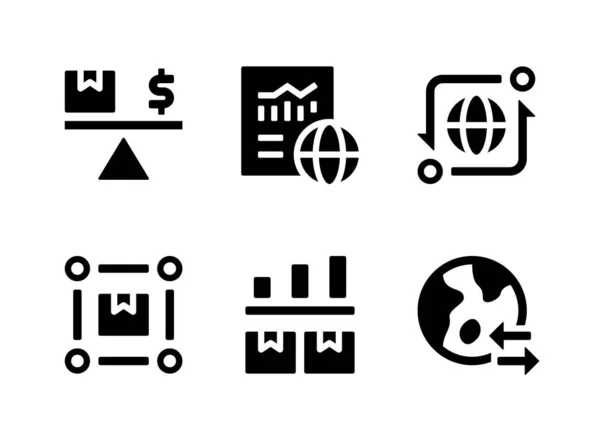 Einfaches Set Marktwirtschaftlich Relevanter Vektor Solid Icons Enthält Symbole Wie — Stockvektor