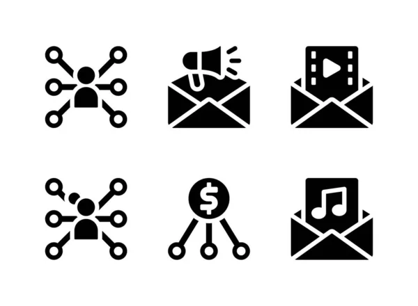 Einfaches Set Digitaler Marketing Verwandter Vektor Solid Icons Enthält Symbole — Stockvektor