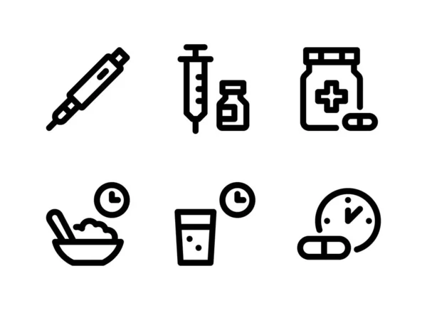 Conjunto Simple Iconos Línea Vectorial Relacionados Con Diabetes Contiene Iconos — Archivo Imágenes Vectoriales